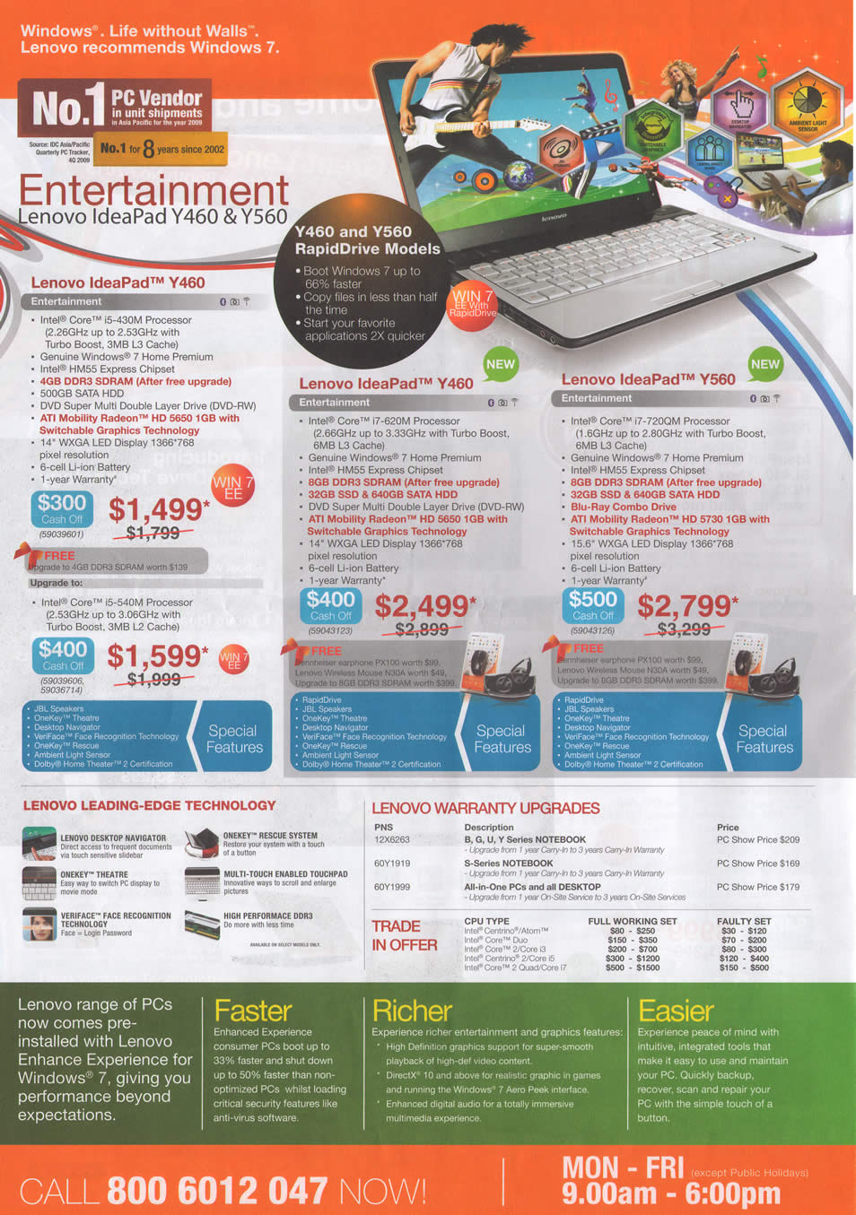 PC Show 2010 price list image brochure of Lenovo Notebooks IdeaPad Y460 Y560