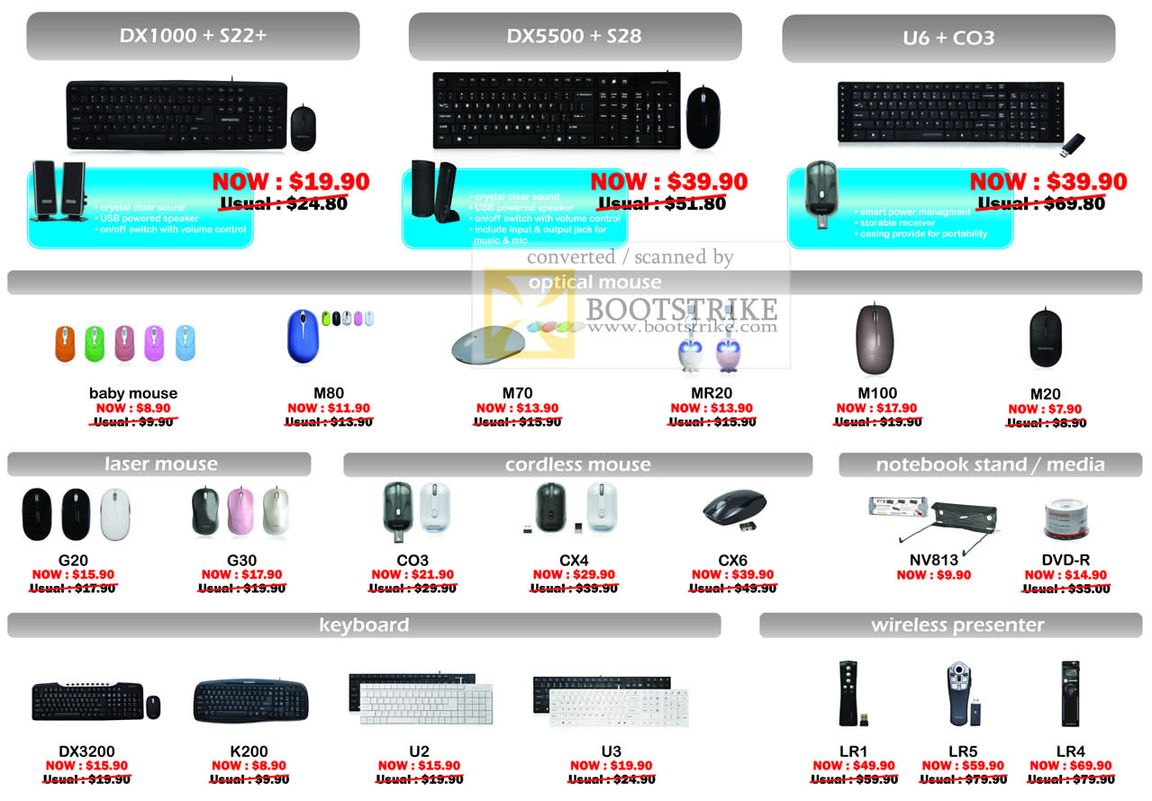 PC Show 2010 price list image brochure of McLogic Sensonic Wireless Keyboard Mouse Optical Laser Cordless Presenter