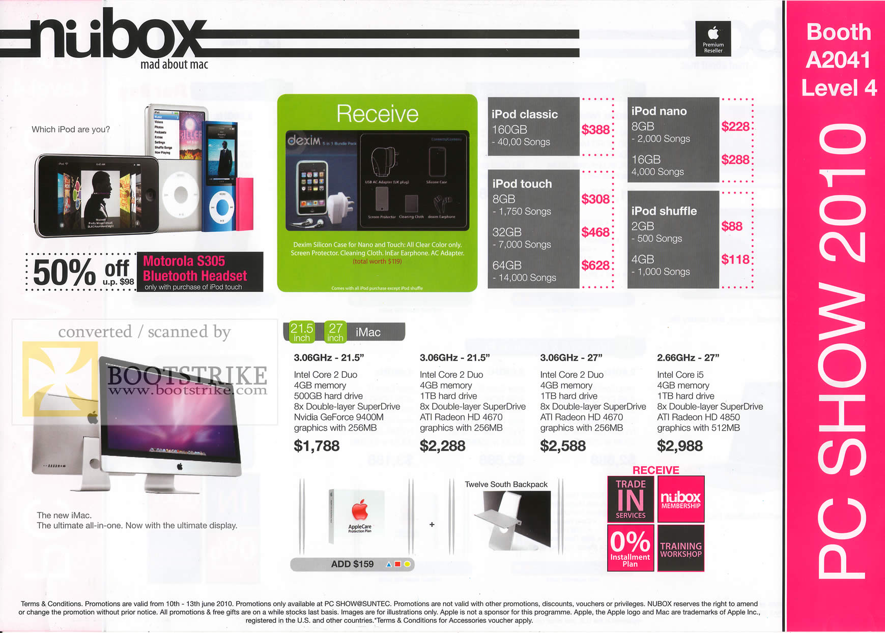 PC Show 2010 price list image brochure of Nubox IPod Classic Touch Nano Shuffle IMac