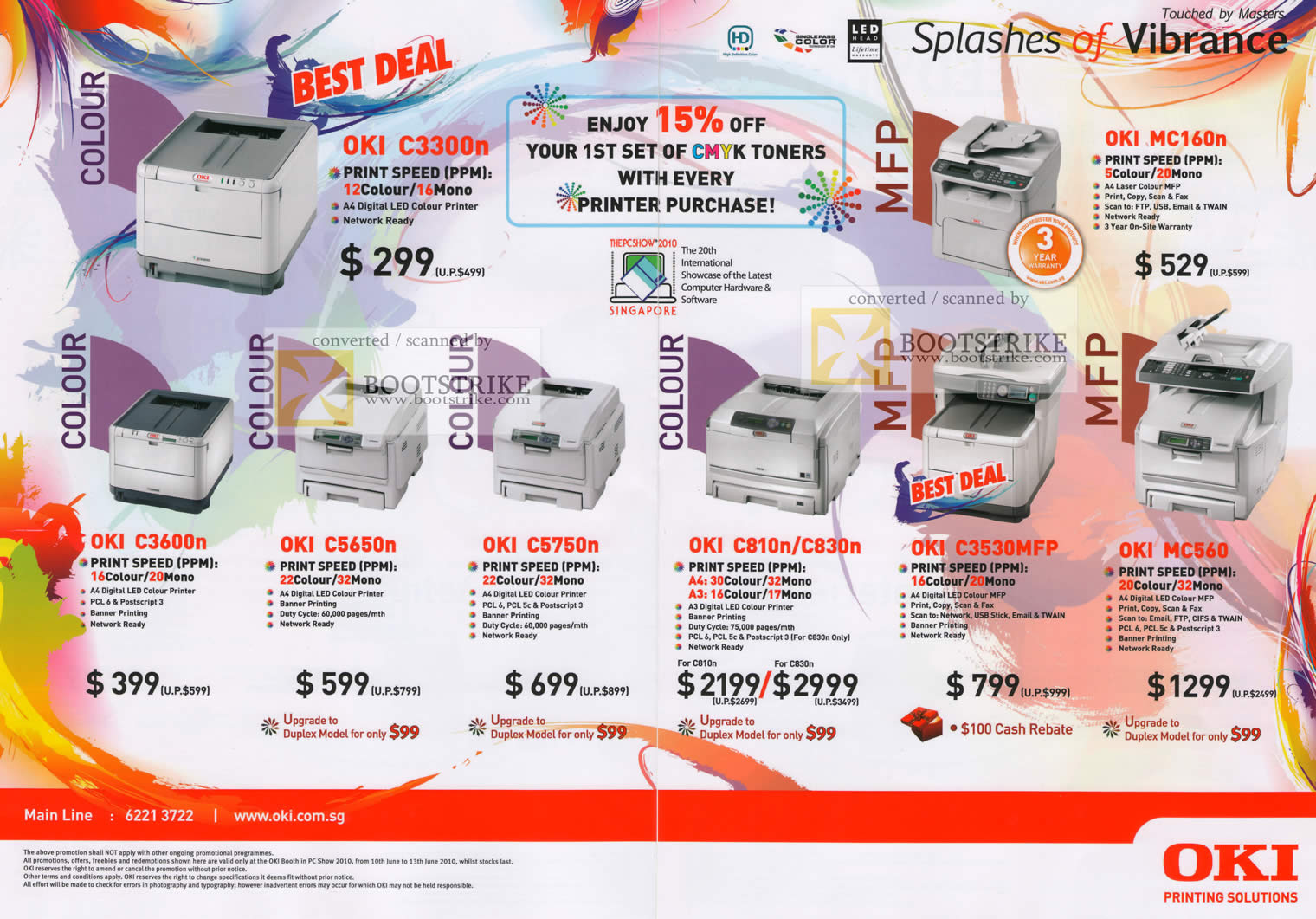 PC Show 2010 price list image brochure of OKI A2042 LED Colour Printers C3300n C3600n C5650n C5750n C810n C830n C3530MFP MC560 MC160n
