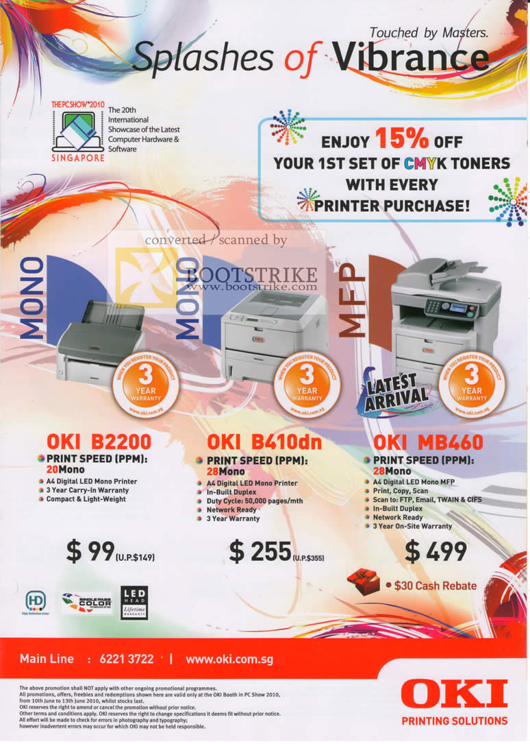 PC Show 2010 price list image brochure of OKI A2042 LED Printers B2200 B410dn MB460