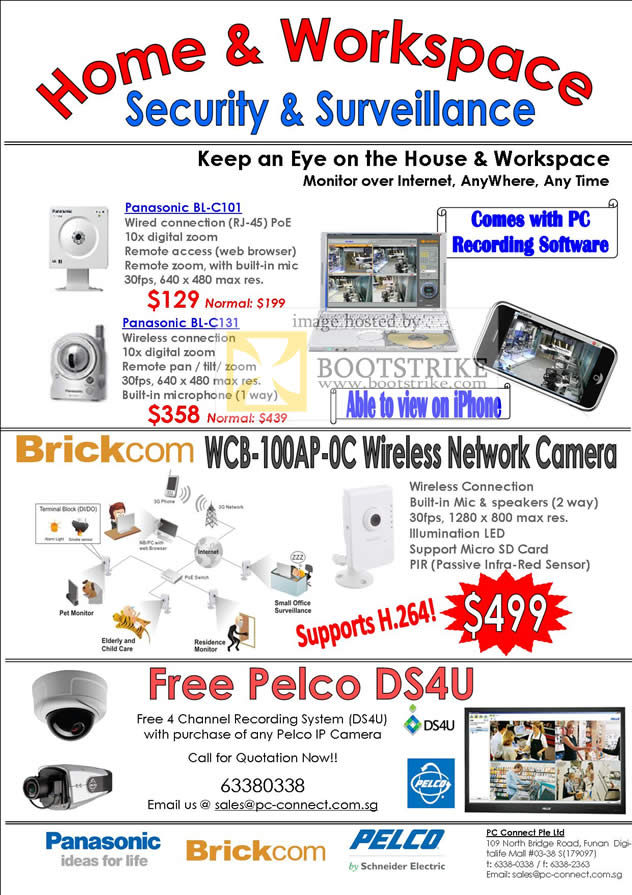PC Show 2010 price list image brochure of PC Connect Panasonic BL C101 C131 IPCam Brickcom WCB 100AP OC Pelco IP Camera