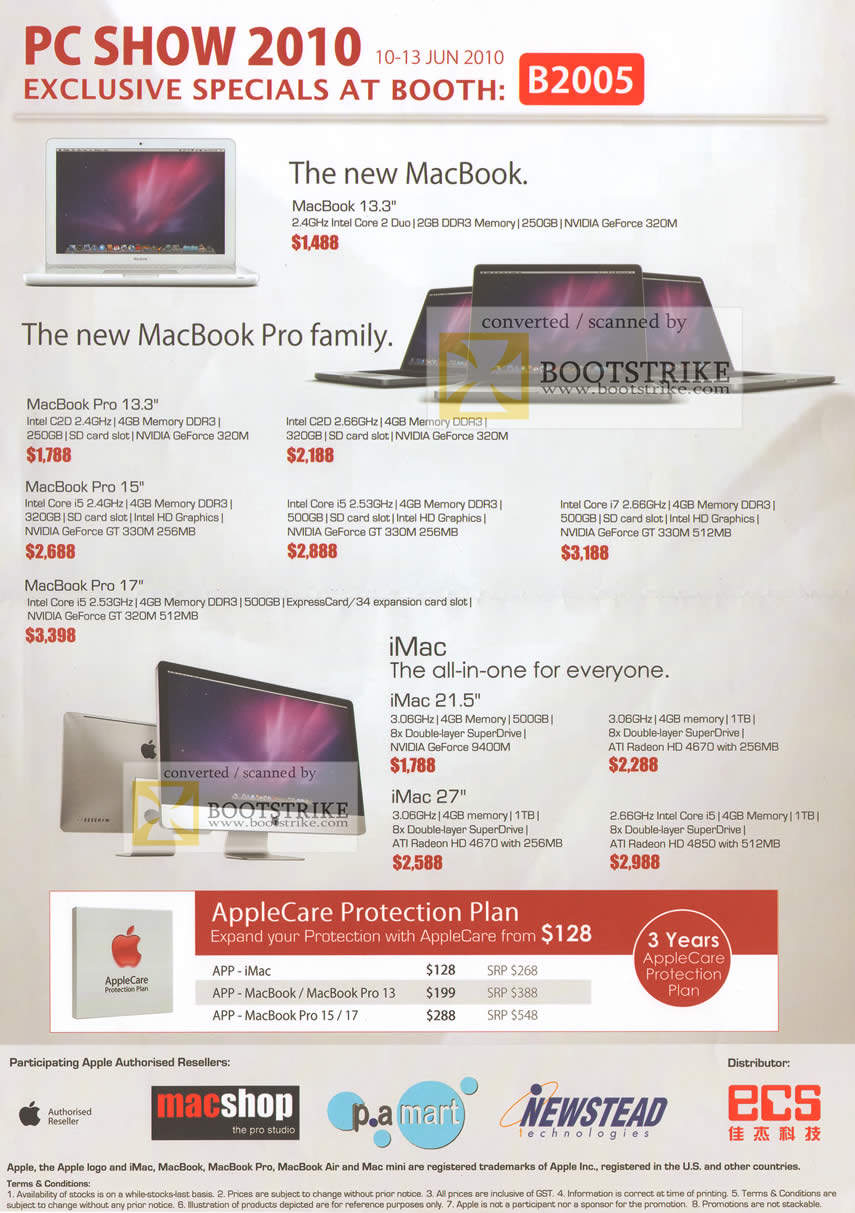 PC Show 2010 price list image brochure of Pacific City Apple Macbook Pro 13 3 IMac 21 5 IMac 27