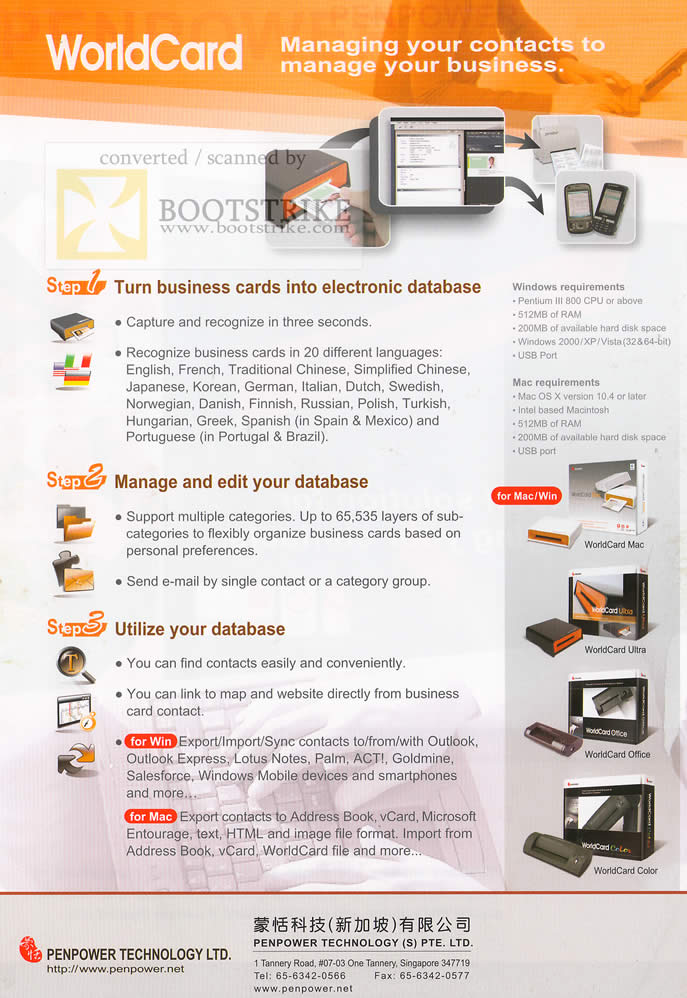 PC Show 2010 price list image brochure of PenPower B2084 WorldCard Business Cards Mac Ultra Office Color Database 2