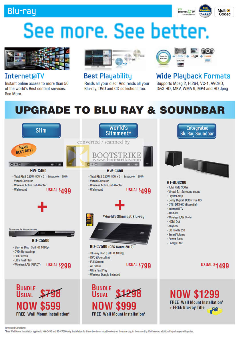 PC Show 2010 price list image brochure of Samsung Blu Ray HW C450 HT BD8200 C5500 C7500