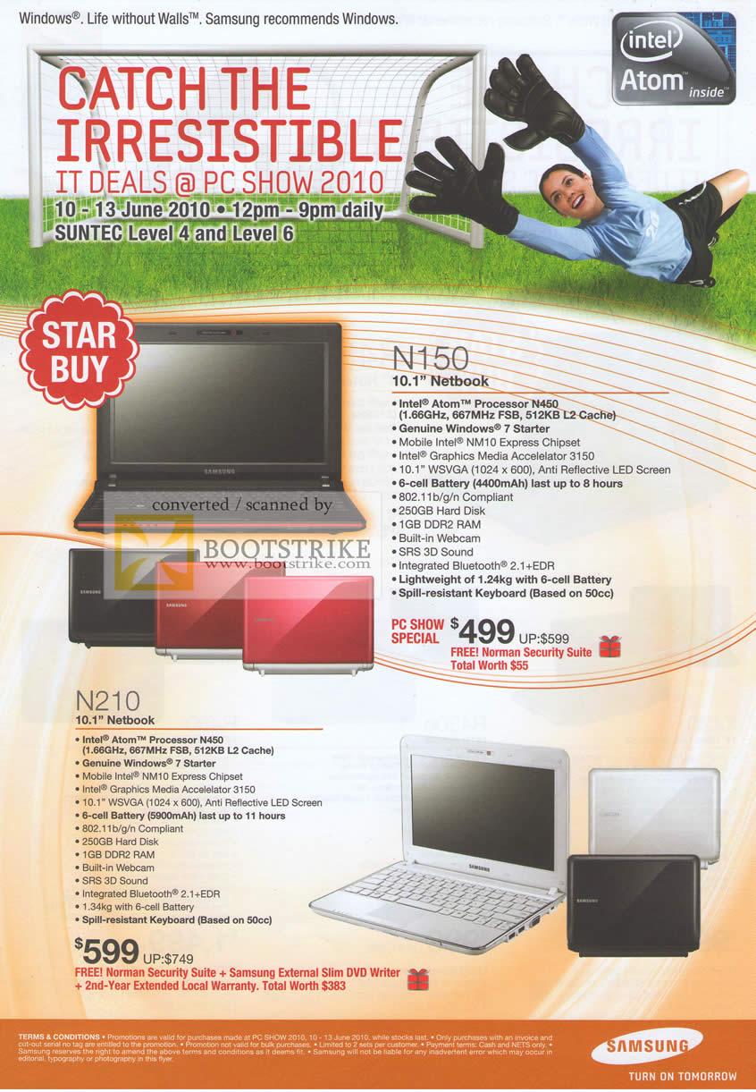 PC Show 2010 price list image brochure of Samsung Netbooks N150 N210