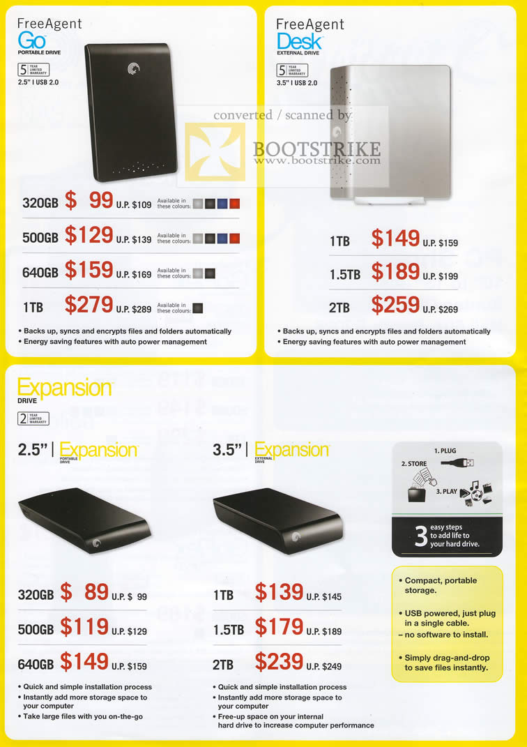 PC Show 2010 price list image brochure of Seagate External Storage FreeAgent Go Desk Expansion