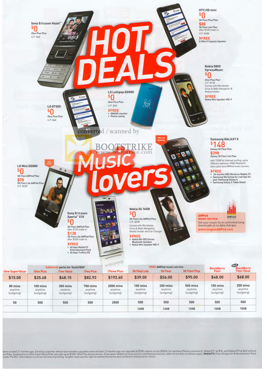 PC Show 2010 price list image brochure of Singtel Mobile Phones Sony Ericsson HTC HD Nokia LG Lollipop Samsung