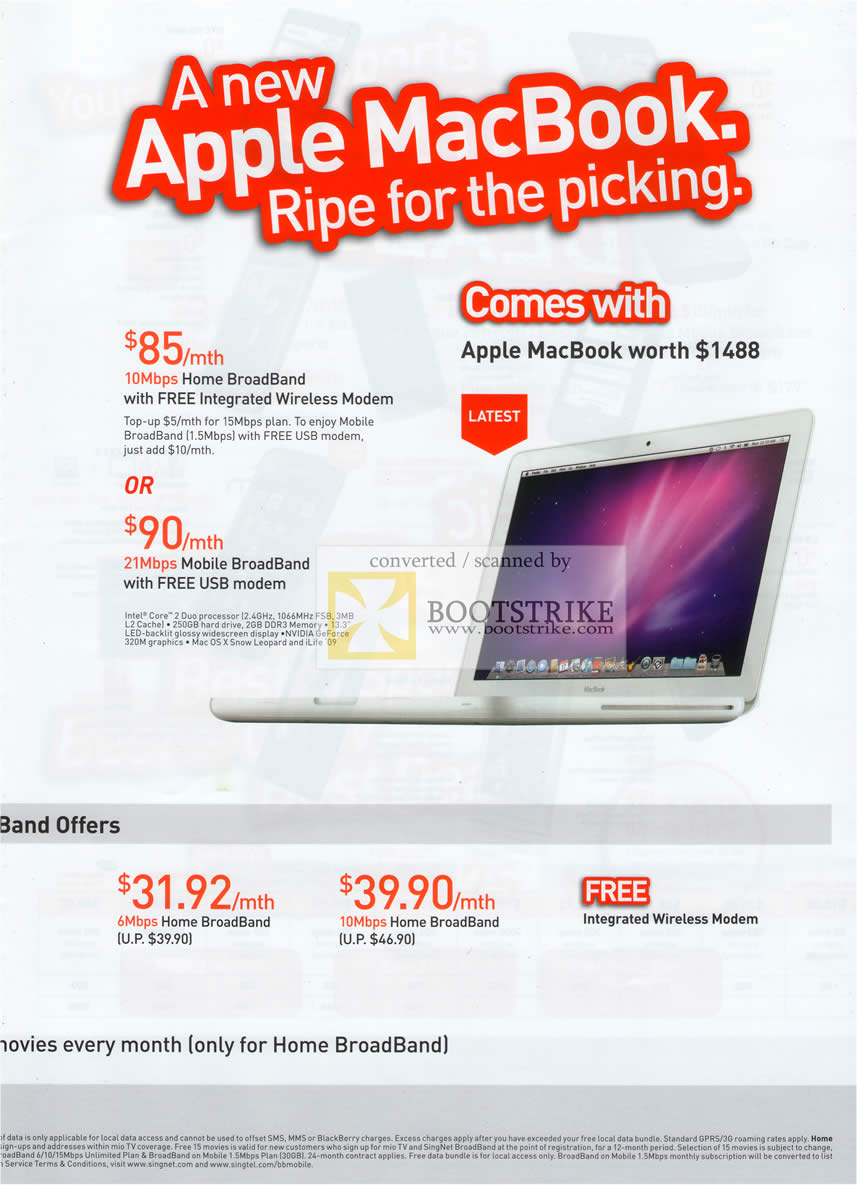 PC Show 2010 price list image brochure of Singtel Singnet Apple Macbook Home Broadband Mobile