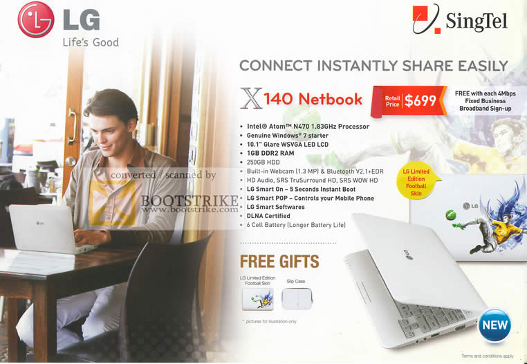 PC Show 2010 price list image brochure of Singtel Singnet LG X140 Netbook Specifications Business Broadband