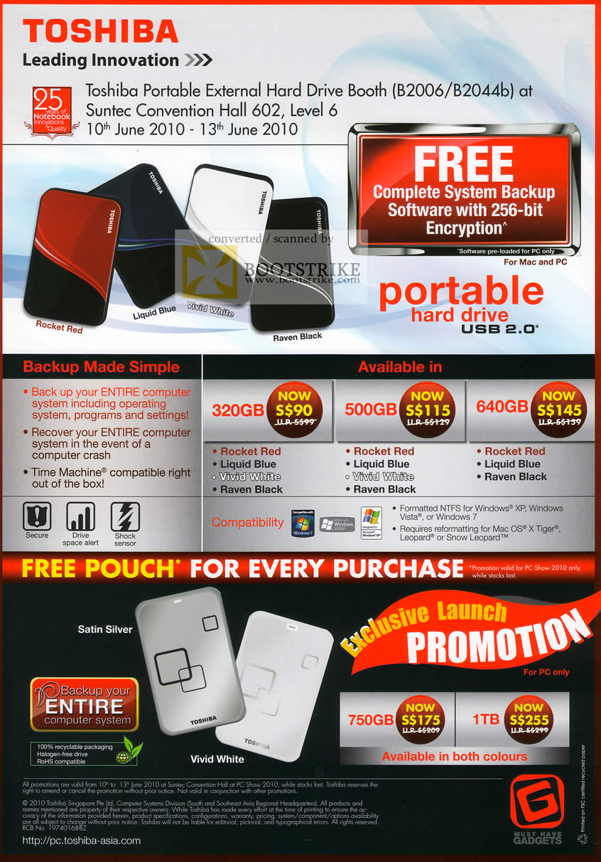 PC Show 2010 price list image brochure of Toshiba External Storage Portable Drives