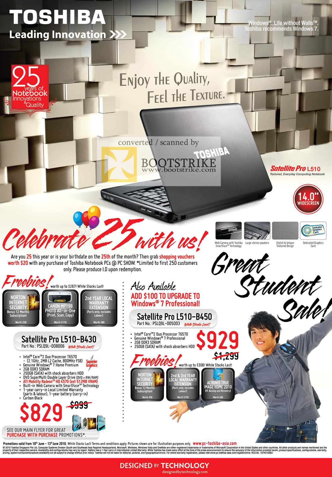PC Show 2010 price list image brochure of Toshiba Notebook Satellite Pro L510 B430 B450
