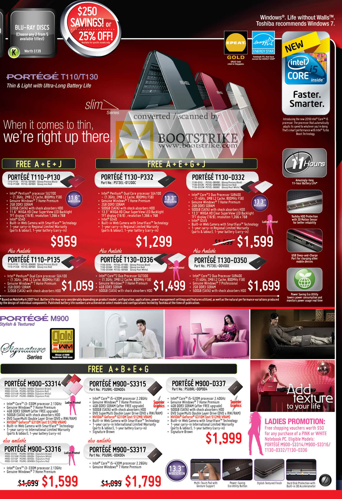 PC Show 2010 price list image brochure of Toshiba Notebooks Portege T110 T130 P135 D336 D350 M900 S3314 S3315 D337 S3316 S3317