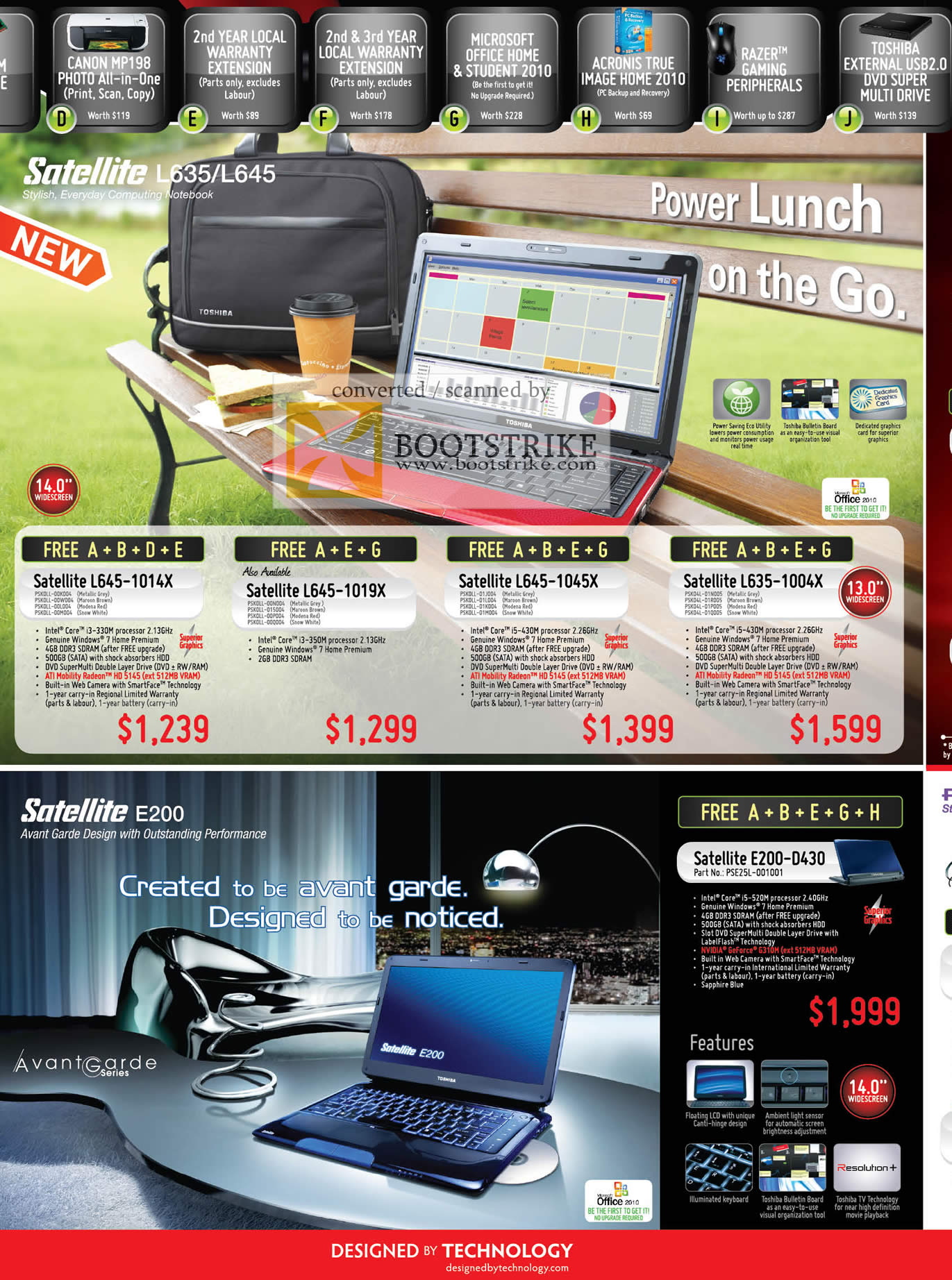 PC Show 2010 price list image brochure of Toshiba Notebooks Satellite L645 L635 1014X 1019X 1045X 1004X E200 D430