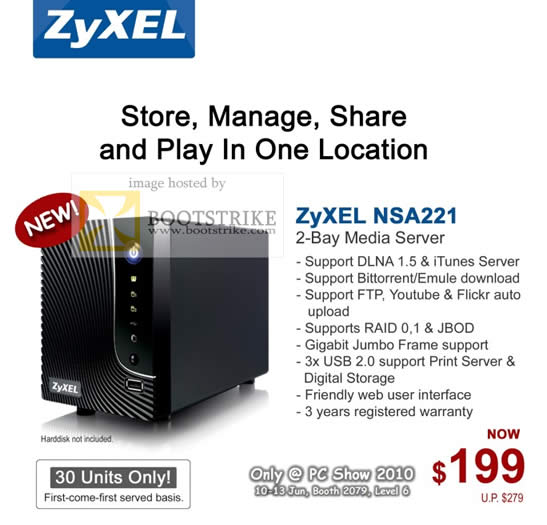 PC Show 2010 price list image brochure of ZyXEL NSA221 2 Bay Media Server