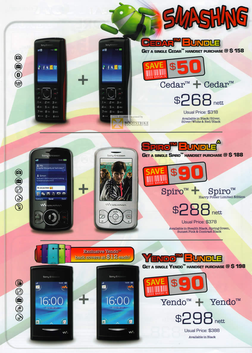 PC Show 2011 price list image brochure of 6Range Sony Ericsson Mobile Phones Cedar Spiro Yendo