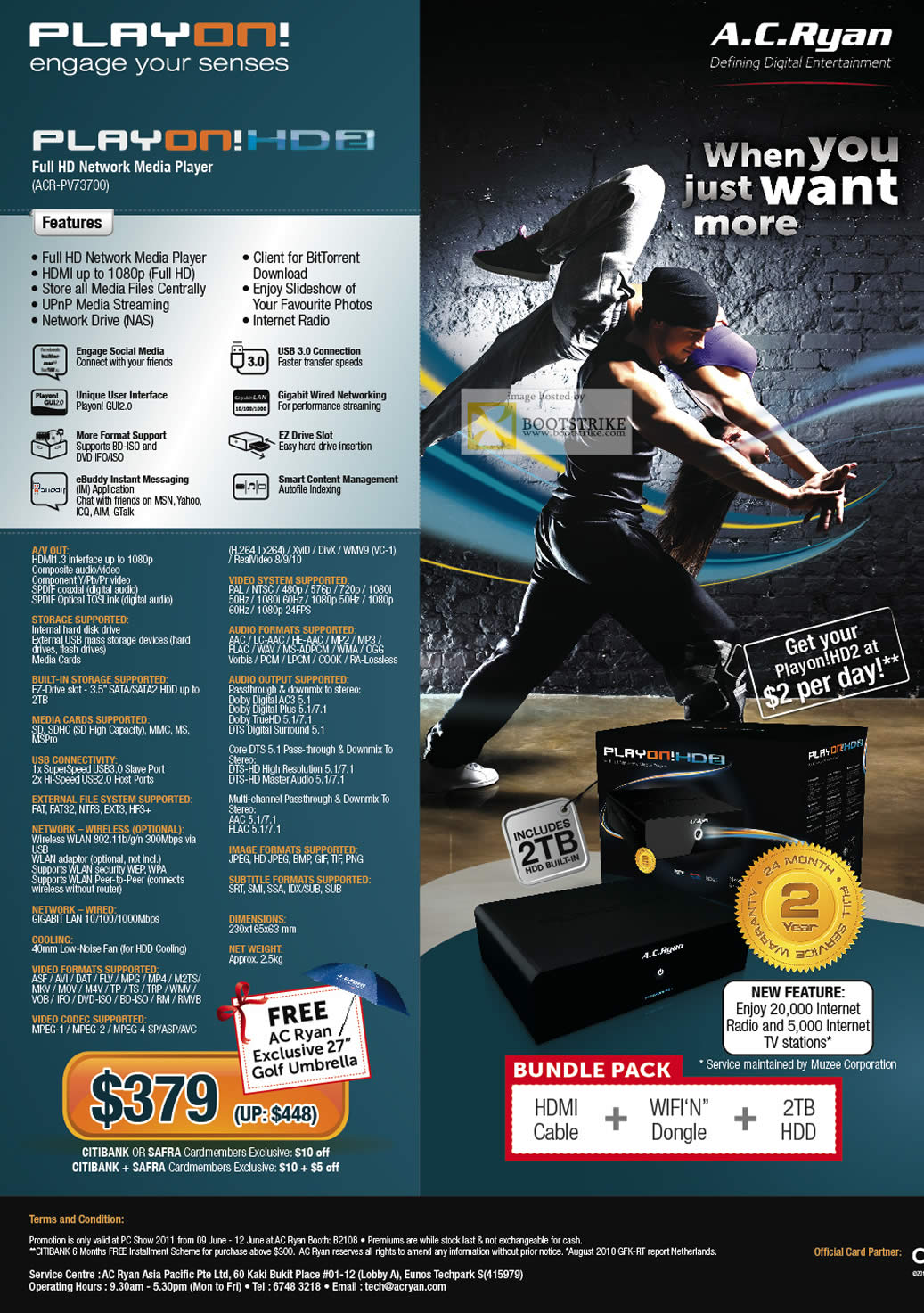 PC Show 2011 price list image brochure of A.C. Ryan Play On! HD2 ACR-PV73700 Media Player