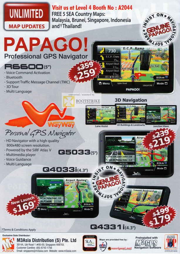 PC Show 2011 price list image brochure of AAAs Papago GPS Navigator R6600 Q5033 Q4033 Q4331i TMC