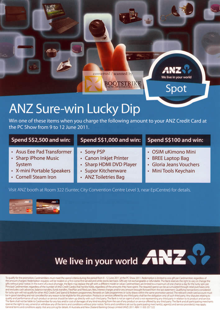 PC Show 2011 price list image brochure of ANZ Sure Win Lucky Dip ASUS Eee Pad Transformer PSP Canon OSIM X-Mini