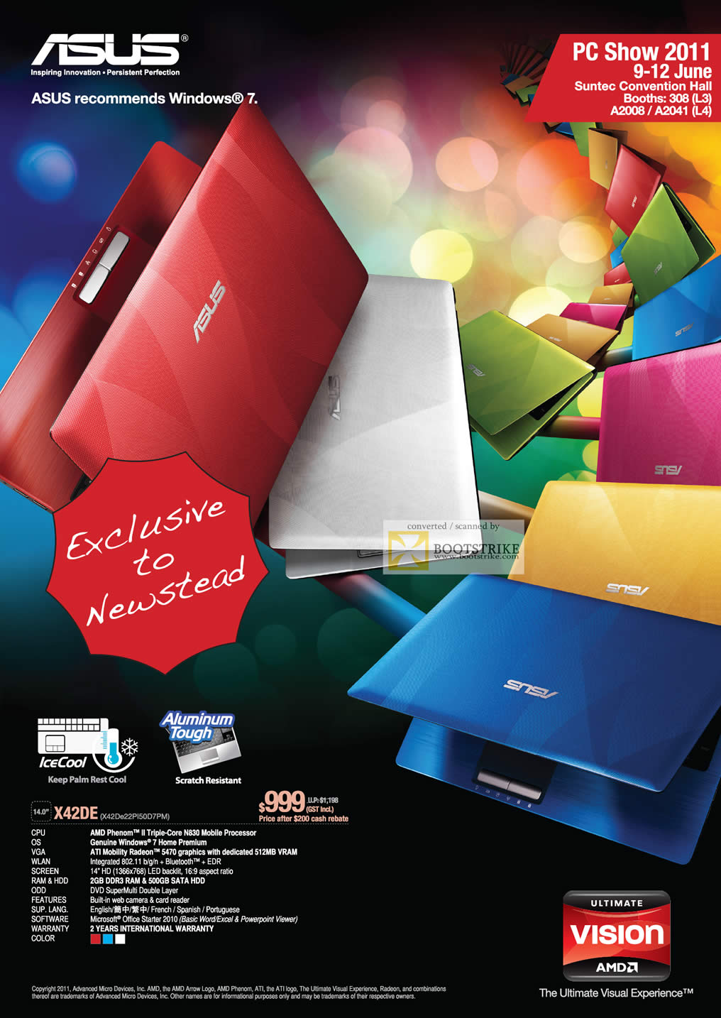 PC Show 2011 price list image brochure of ASUS Newstead Notebook X42DE