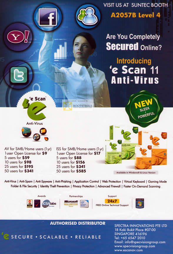 PC Show 2011 price list image brochure of Active Notebooks E Scan 11 Anti Virus Spyware Phishing