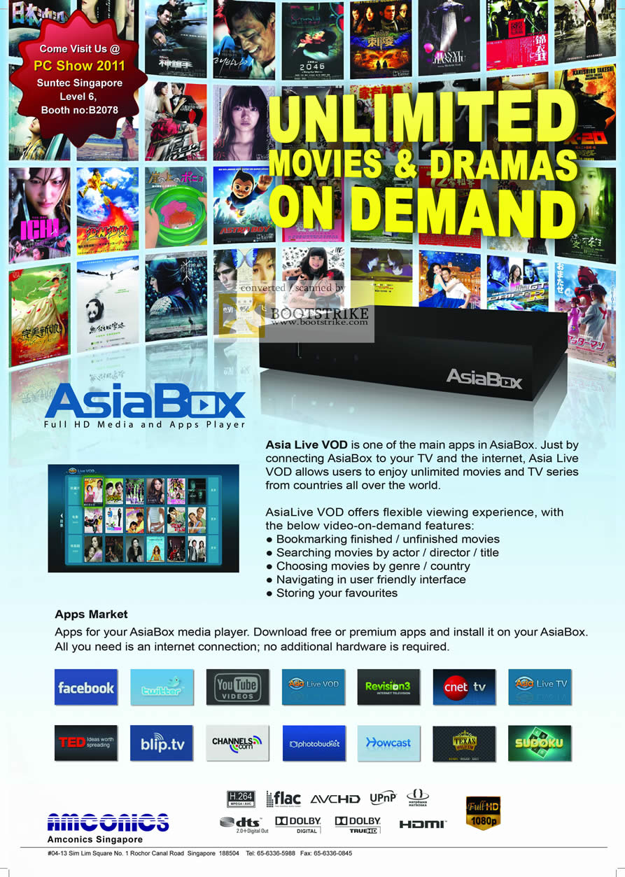 PC Show 2011 price list image brochure of Amconics AsiaBox Media Player Video On Demand VOD