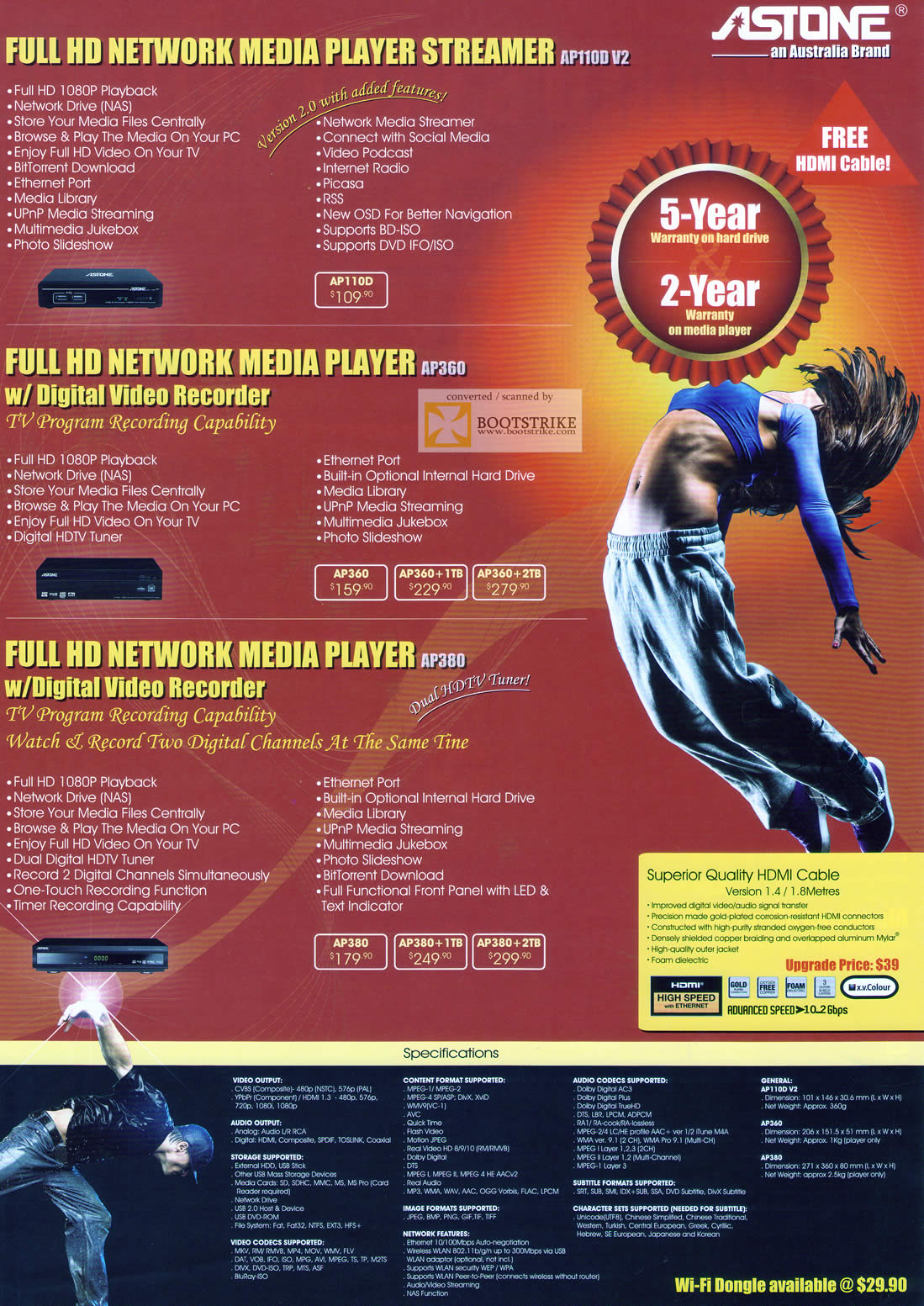 PC Show 2011 price list image brochure of Astone Media Player AP110D V2 AP360 Video Recorder AP380