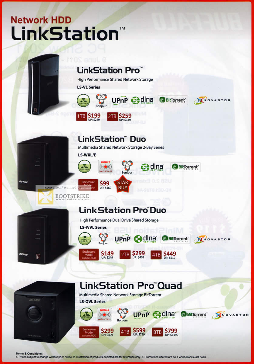 PC Show 2011 price list image brochure of Buffalo NAS Linkstation Pro Duo Quad BitTorrent