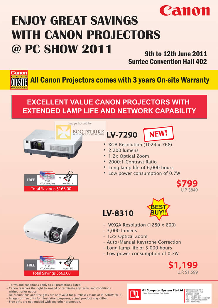 PC Show 2011 price list image brochure of Canon Projectors LV 7290 8310
