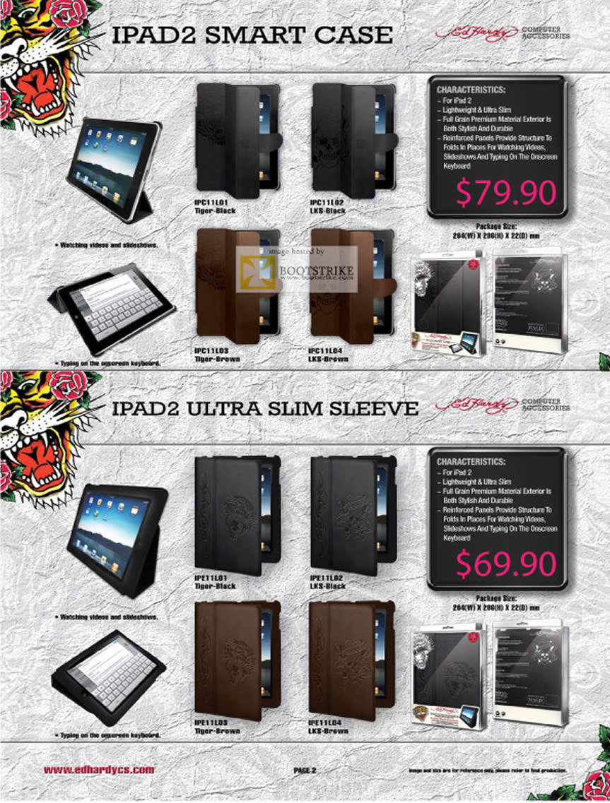 PC Show 2011 price list image brochure of Convergent Ed Hardy IPad 2 Smart Case Ultra Slim Sleeve