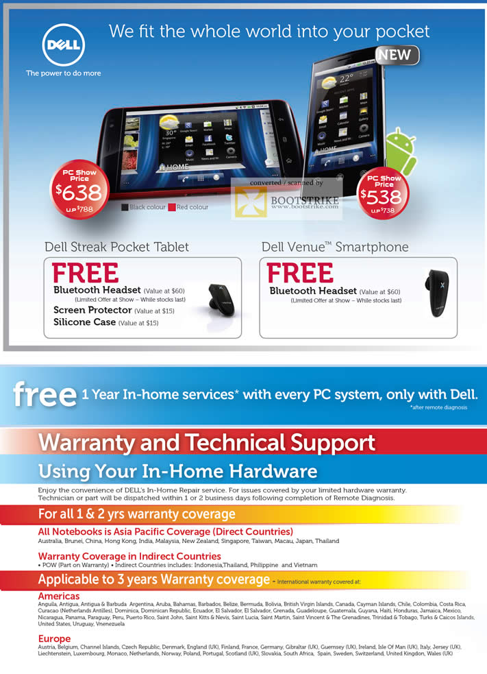 PC Show 2011 price list image brochure of Dell Mobile Smartphones Streak Pocket Tablet Venue