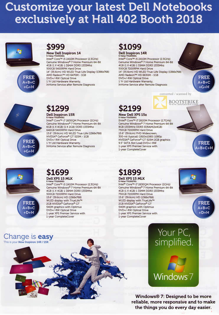 PC Show 2011 price list image brochure of Dell Notebooks Inspiron 14 14R 15R XPS 15z XPS 15 MLK