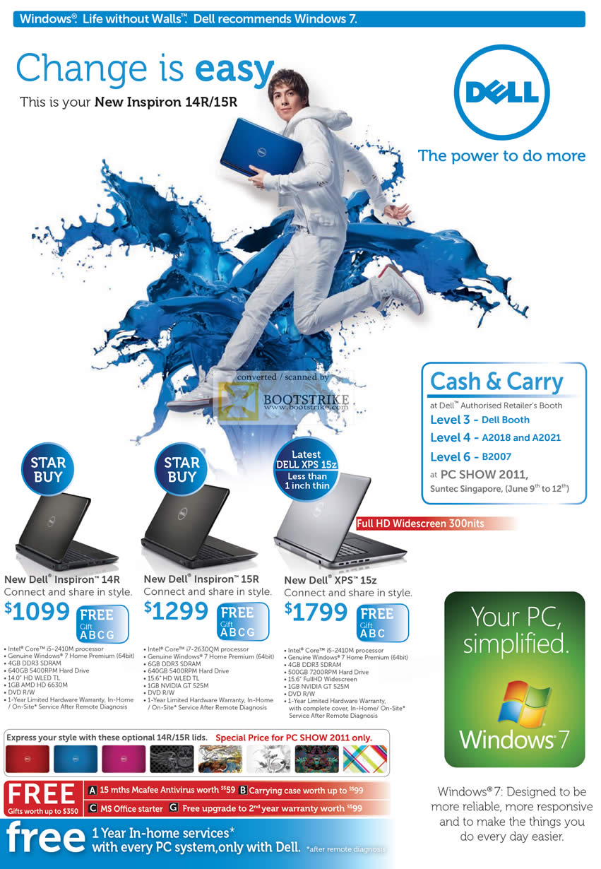 PC Show 2011 price list image brochure of Dell Notebooks Inspiron 14R 15R XPS 15z