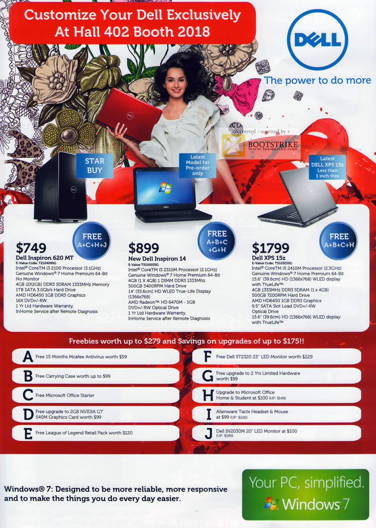 PC Show 2011 price list image brochure of Dell Notebooks Inspiron 620 MT 14 XPS 15z