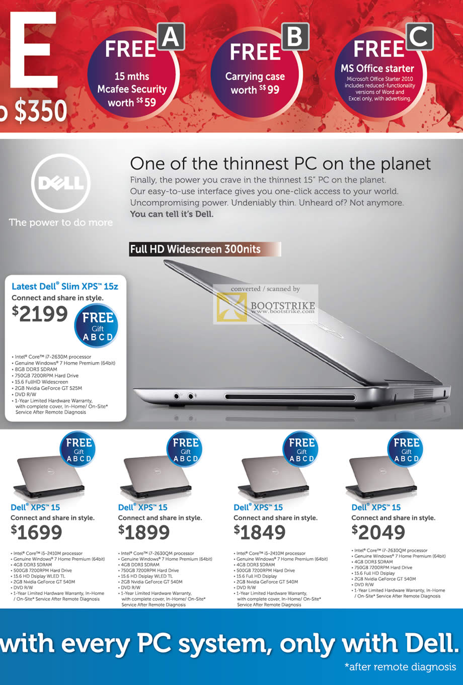 PC Show 2011 price list image brochure of Dell Notebooks Slim XPS 15z 15