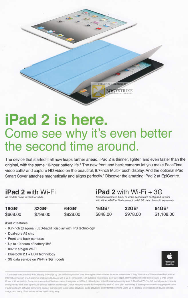 PC Show 2011 price list image brochure of EpiCentre Apple IPad 2 Wi-Fi 3G Tablet