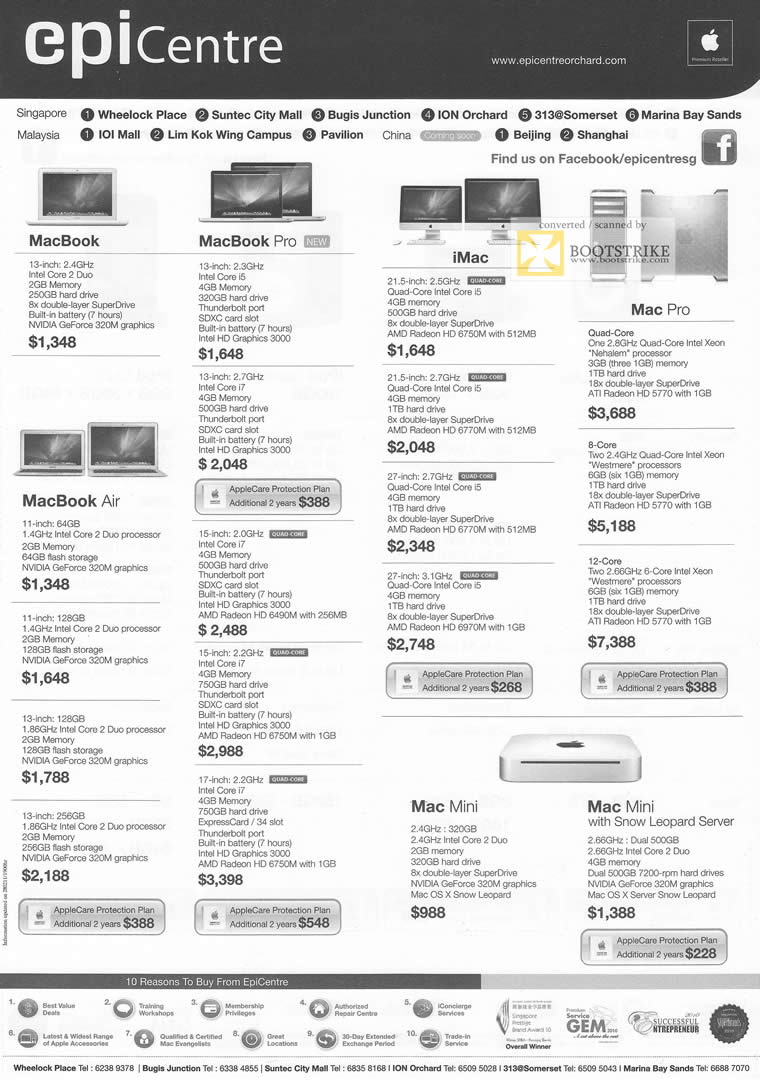 PC Show 2011 price list image brochure of EpiCentre Notebooks Apple MacBook Pro IMac Mac Pro Mini Air