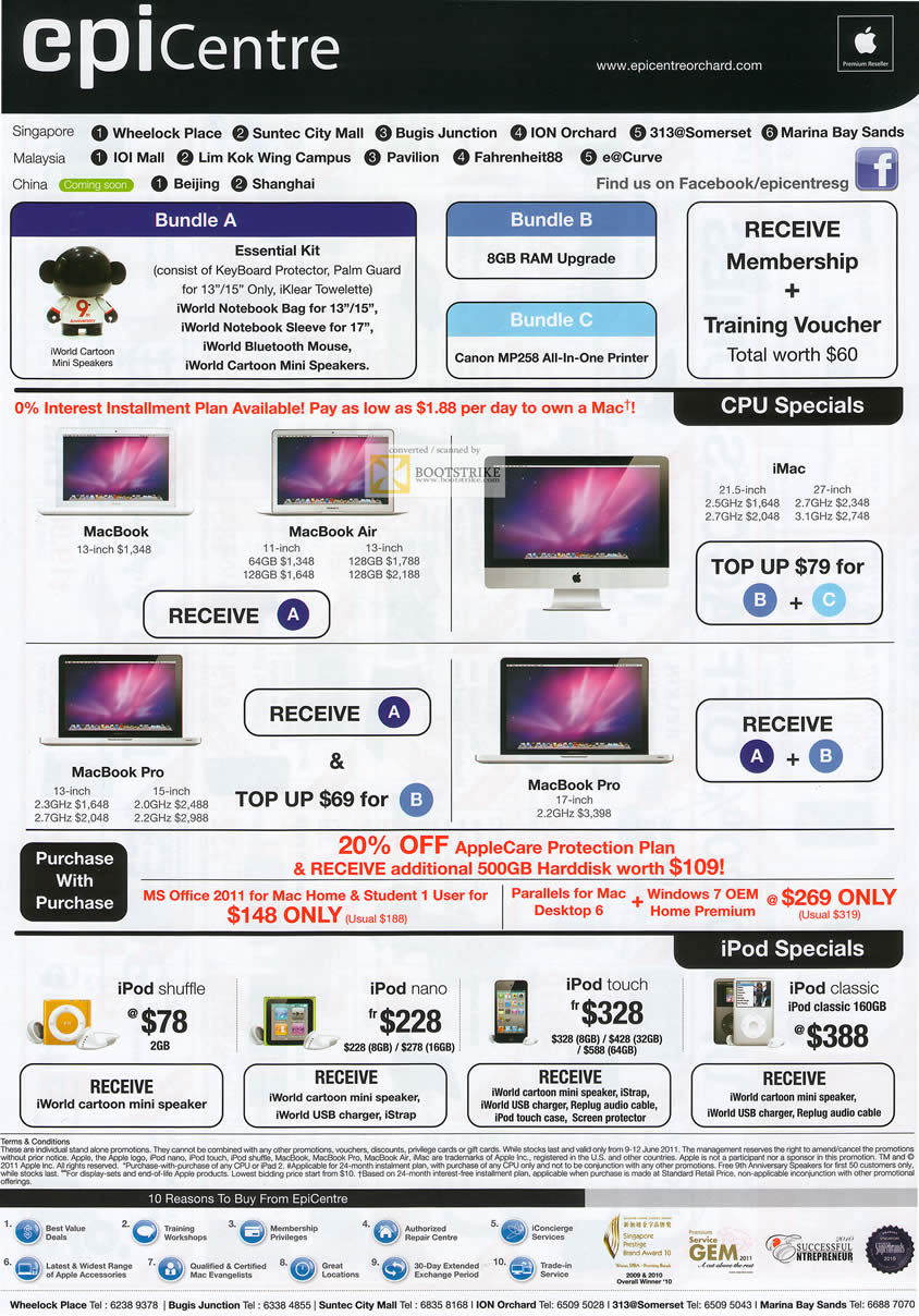 PC Show 2011 price list image brochure of EpiCentre Notebooks Desktop PC Apple MacBook Air IMac Pro IPod Shuffle Nano Touch Classic