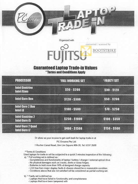 PC Show 2011 price list image brochure of Fujitsu PC Dreams Notebook Trade In