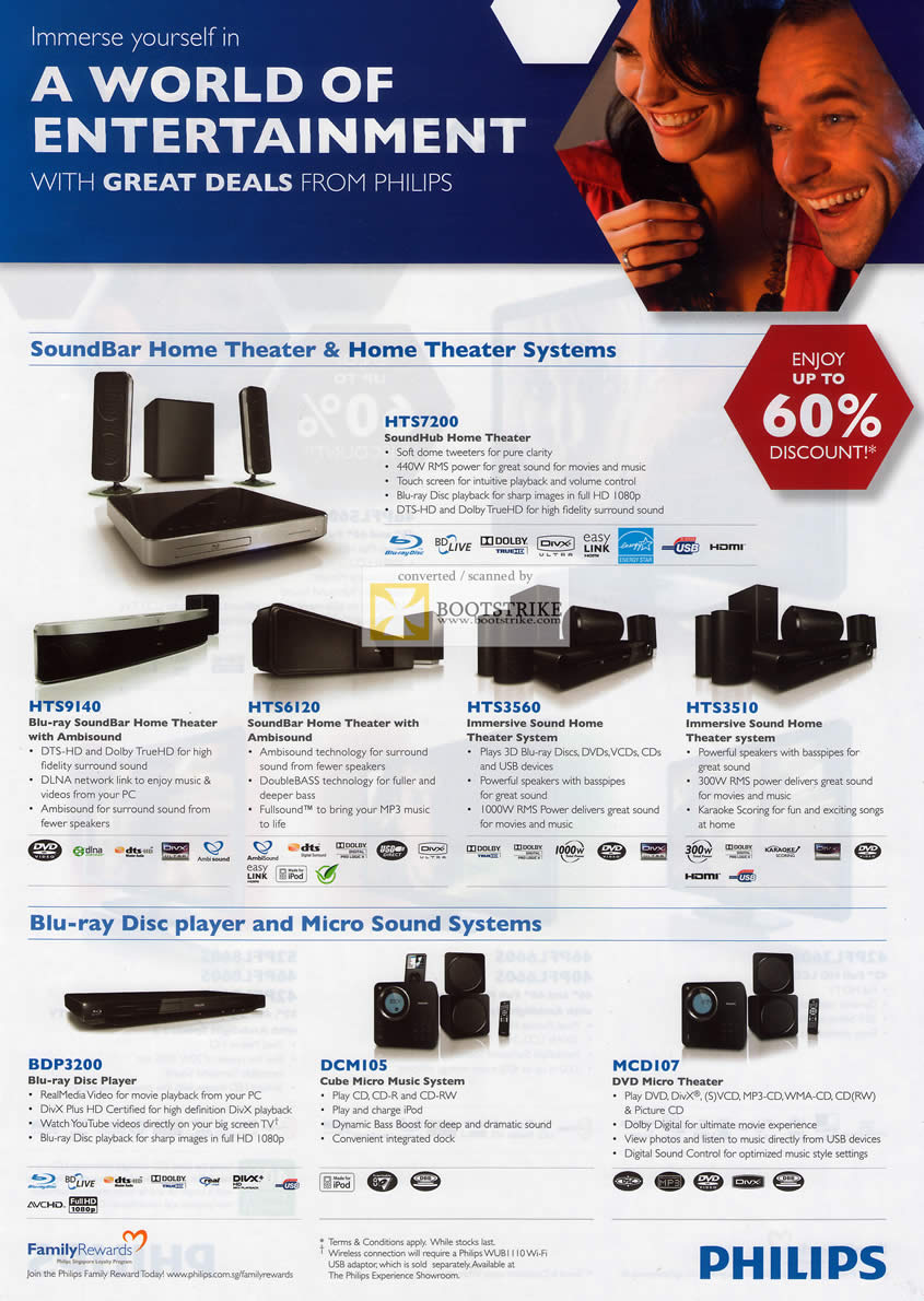 PC Show 2011 price list image brochure of Gain City Philips HTS7200 HTS9140 HTS6120 HTS3560 HTS3510 Blu Ray Player BDP3200 DCM105 MCD107 DVD