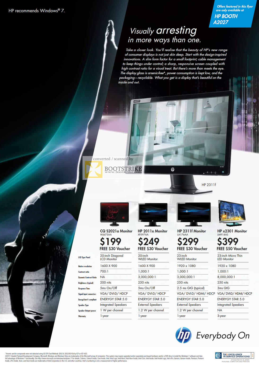 PC Show 2011 price list image brochure of HP Monitors LCD WLED LED CQ S2021a 2011x 2311f X2301