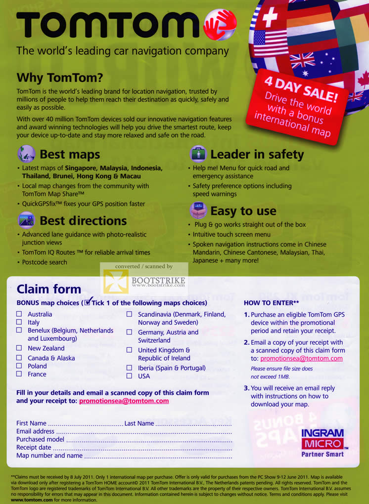 PC Show 2011 price list image brochure of Harvey Norman TomTom GPS Why Maps Directions Safety Claim Form