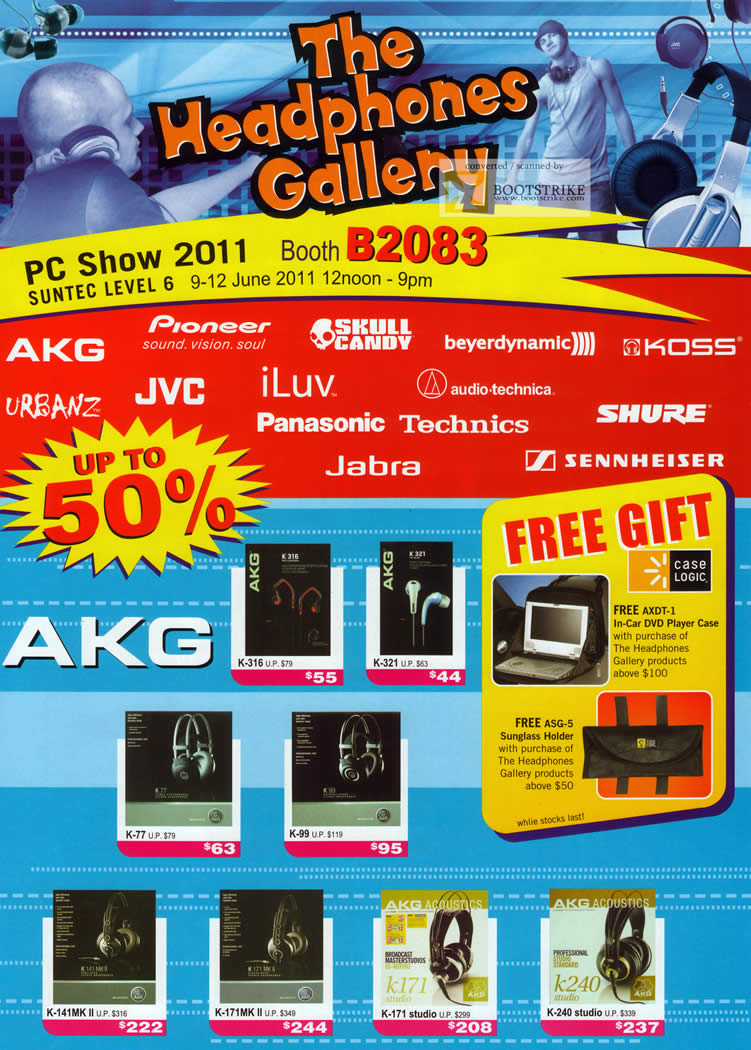 PC Show 2011 price list image brochure of Headphones Gallery AKG K-316 321 77 99 141MK II 171MK II 171 Studio 240