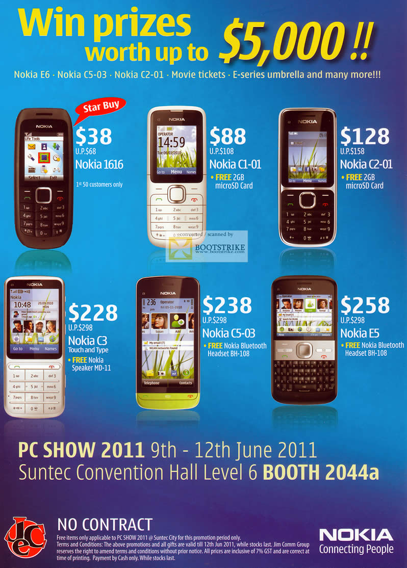 PC Show 2011 price list image brochure of Jim & Rich Nokia Phones 1616 C1-01 C2-01 C3 C5-03 E5