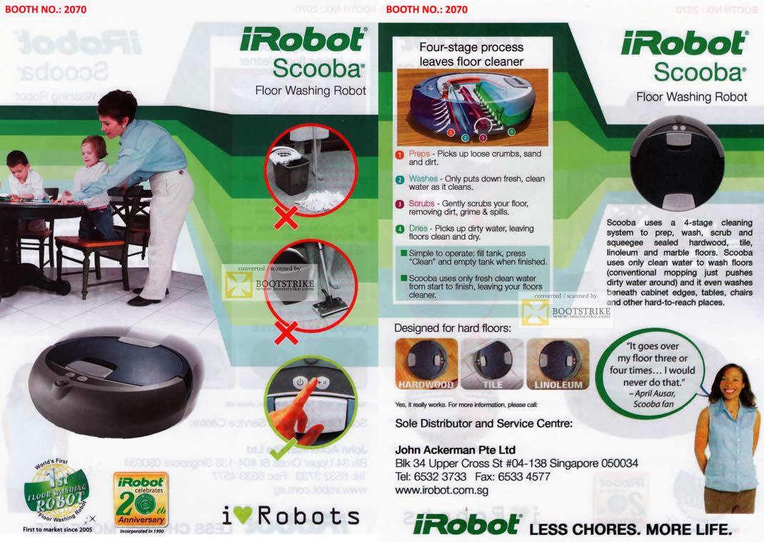 PC Show 2011 price list image brochure of John Ackerman IRobot Scooba Floor Washing Robot
