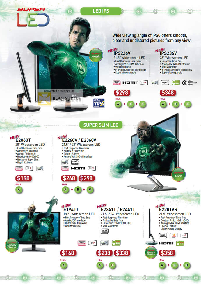 PC Show 2011 price list image brochure of LG Monitors LED IPS IPS226V IPS236V E2060T E2260V E2360V E1941T E2241T E2441T E2281VR
