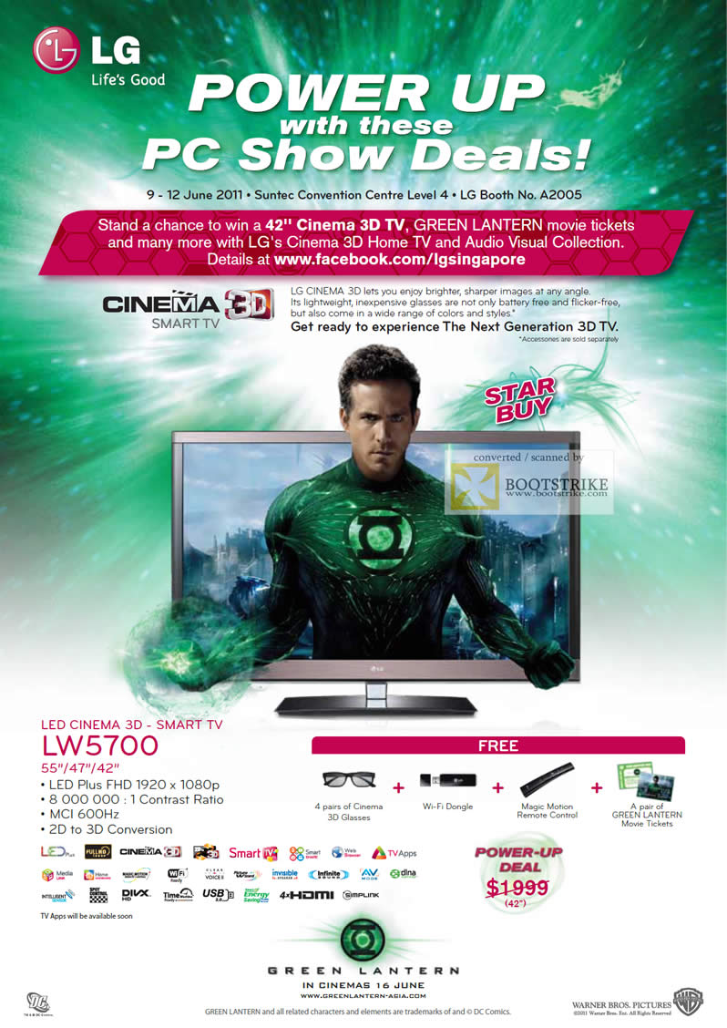PC Show 2011 price list image brochure of LG TV LED Cinema 3D Smart TV LW5700