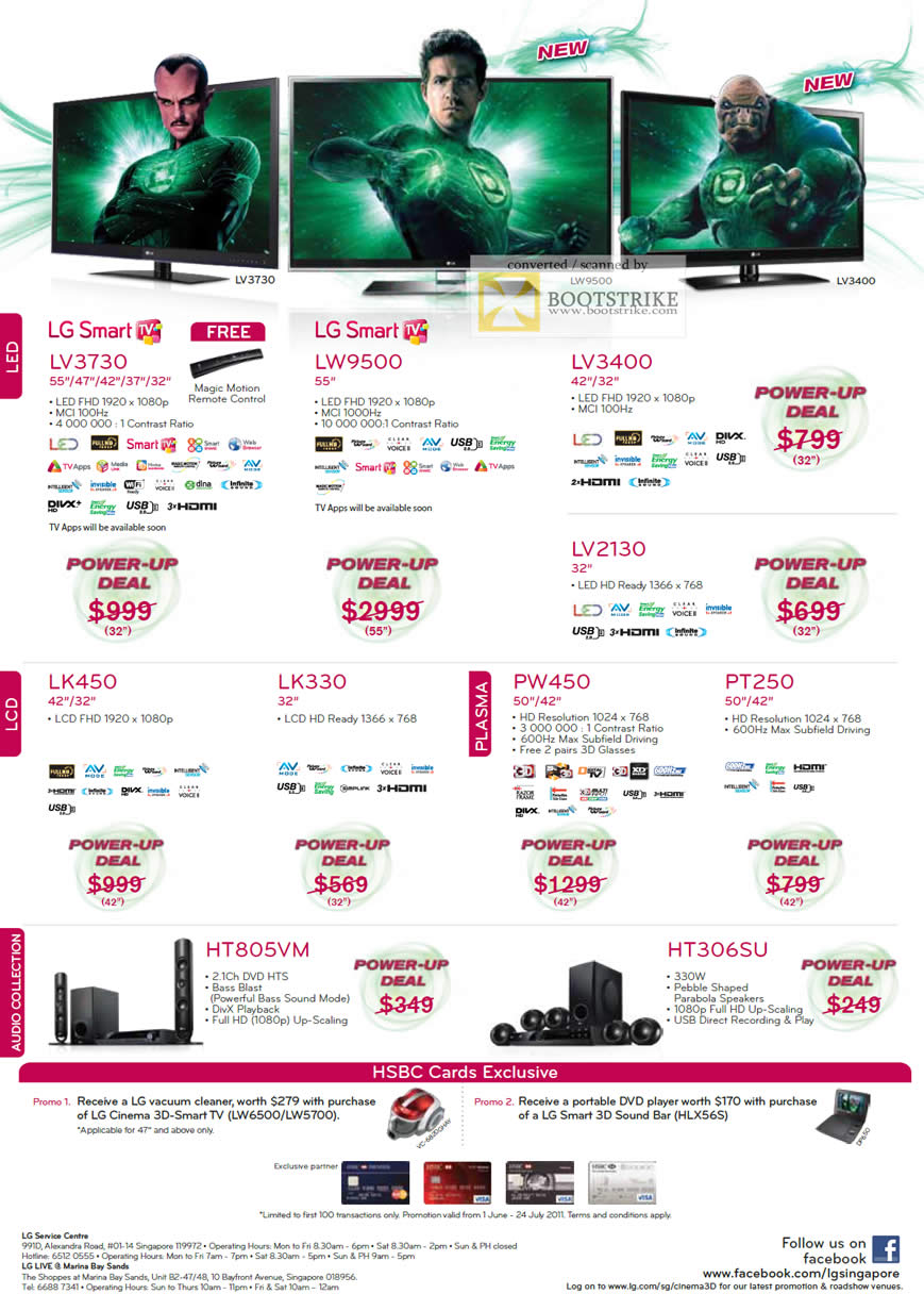 PC Show 2011 price list image brochure of LG TV Smart LV3730 LW9500 LV3400 LV2130 PT250 PW450 LK330 LK450 HSBC