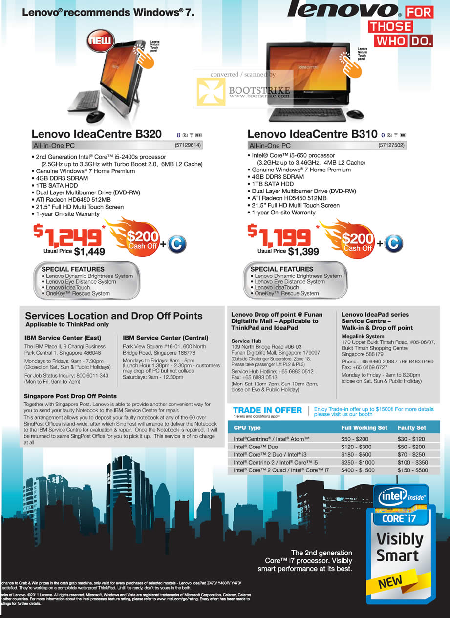 PC Show 2011 price list image brochure of Lenovo Desktop PC IdeaCentre B320 B310 Trade In Notebooks