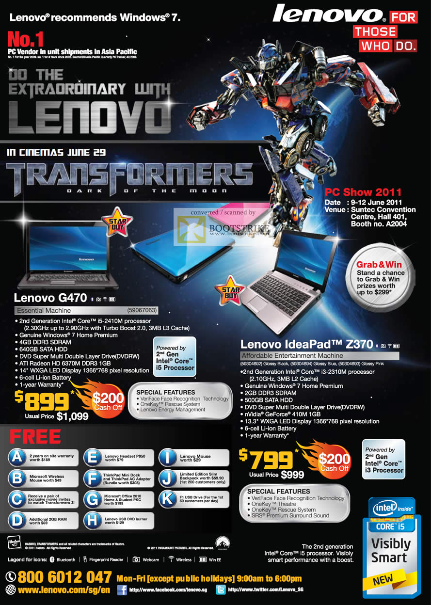 PC Show 2011 price list image brochure of Lenovo Notebooks Transformers G470 Z370
